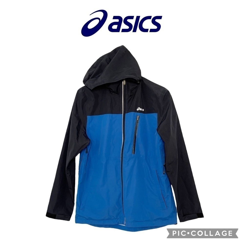 Asics unisex blue black rain full zip hoodie jacket size S